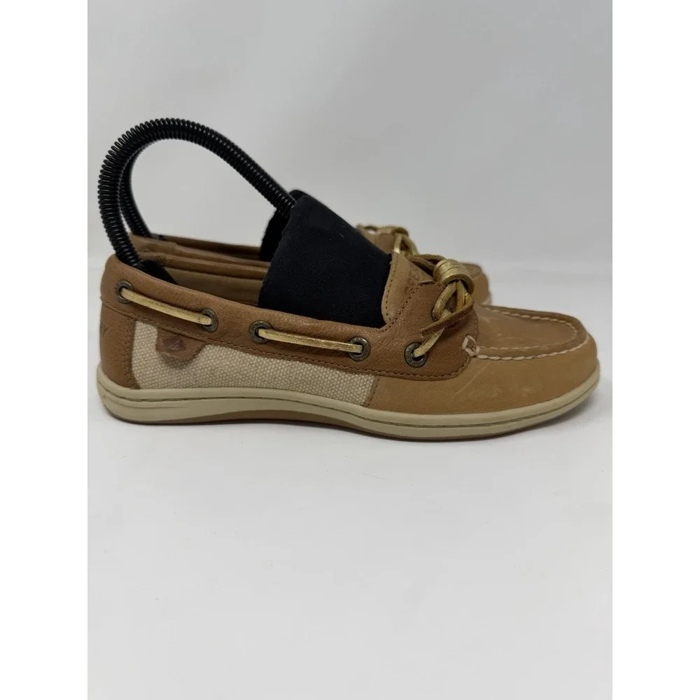 Sperry Top Sider Women Brown Tan‎ Leather Boat Shoes Size 6M STS97211